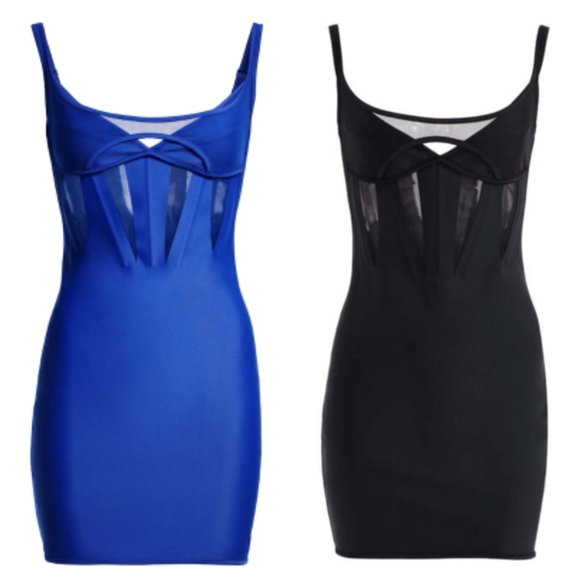 NWT HM X Mugler Corset-style Mesh-paneled Mini Dress, H&M sz XS, Small - Picture 5 of 6